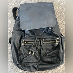 Genuin leather black backpack
